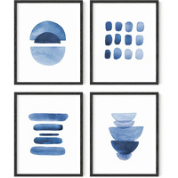 Haus And Hues Abstract Blue Wall Art Prints Set Of 4 Abstract Art Blue Wall Decor For Living Room | Watercolor Prints Navy Blue Wall Art | Unframed (8 X 10)