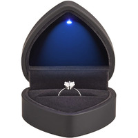 Heart Shaped Ring Gift Box With Led Light  Velvet Earrings Jewelry Case With Light  Jewellry Display Box For Wedding  Engagement  Proposal  Birthday And Anniversary (Black)