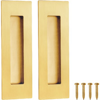 Malimali 6 Inch Recessed Finger Flush Pulls For Pocket Door Closet Door  Sliding Barn Door Handle  Brushed Gold Stainless Steel Rectangular Door Pulls Hardware(2 Pack)