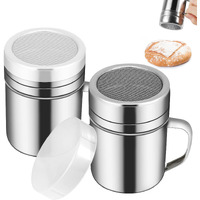 2 Pcs Powdered Sugar Shaker Duster With Handle  Stainless Steel Fine Mesh Shaker Powder Cans With Plastic Lid  Sifter Dredge Shaker For Powder Sugar Cinnamon Cocoa Pepper Coffee Flour