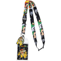 Nintendo Super Mario Bowser Lanyard Id Badge Holder Lanyard W/Collectible Sticker And 2"" Metal Charm Pendant