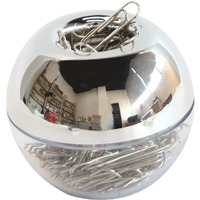 Multibey Silver Magnetic Paper Clip Holder Round Paperclip Dispenser With 100Pcs Silver Paper Clips For Desk Non-Skid Smooth Finish Memo Bookmark Clip Dispensers  28Mm/ 1.1"" (Silver)