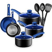 Chef's Star Pots And Pans Set Kitchen Cookware Sets Nonstick Aluminum Cooking Essentials 11 Pieces Purple