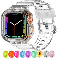 Xyf Compatible For Crystal Clear Apple Watch Bands  45Mm 44Mm 42Mm 41Mm 40Mm 38Mm Bumper Case Men Women Jelly Sport Case Band For Iwatch Ultra 2/1 Series 9 8 7 Se/6 5 4 3 2 1 (Clear  38/40/41Mm)