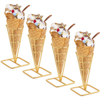 Blbyho Single Metal Gold Ice Cream Cone Holder Stand  Individua Waffle Cone Holder Sushi Hand Roll Stand For Standard Size Ice Cream Cones Appetizer Charcuterie Cones  Sugar Cones  Sushi (4 Pack)