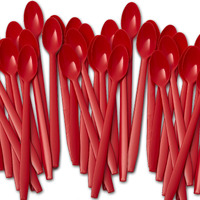 Extra Sturdy  Super Fun Red 8In Sundae Spoons 500Ct Heavy Duty Disposable Plastic Utensils For Ice Cream  Milkshakes  Tea And Floats. Best Long Spoon For Stirring Cocktails And Tall Iced Beverages