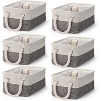 Dicunoy 6 Pack Storage Baskets For Organizing  Small Cloth Basket Bins With Handles  Empty Gift Baskets  Fabric Canvas Boxes For Classrooms  School  Shelves  Nursery  Closet  Toys  12 X 8 X 5 Inch