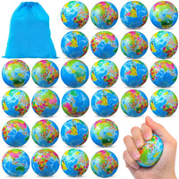 100 Pcs Mini Globe Stress Balls 2 Inch World Earth Relief Stress Balls Mini Foam Ball Bulk For Finger Exercise School Carnival Reward Party Gift Bag Stress Relief Toys