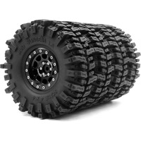 Hobbysoul 1.9 Mud Slingers Tires Super Grip Sticky Tyre 120Mm / 4.72'' Tall & 1.9 Beadlock Wheels Rims Hex 12Mm Black For 1/10 Crawler Traxxas Trx4 Axial Scx10 Redcat Gen8 Upgarde  (4-Pack)