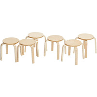 Ecr4Kids Bentwood Stackable Stools  Classroom Furniture  Natural  6-Piece