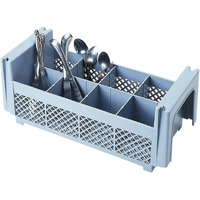 Camrack Flatware Washing Basket  Half Size  18"" X 7-3/4"" X 7-1/4""  4-3/4"" Max. Height  (8) Compartments  No Handles  Soft Gray  7-1/4-Inch