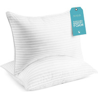 Beckham Hotel Collection Queen/Standard Size Memory Foam Bed Pillows Set Of 2 - Cooling Shredded Foam Pillow For Back  Stomach Or Side Sleepers