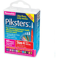 Piksters Interdental Brushes (40 Pack  Size 4 (Red))