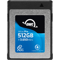 Owc 512Gb Atlas Pro High-Performance Cfexpress 4.0 Type B Memory Card  Professional Grade  Up To 3000Mb/S Write 3650Mb/S Read  Capture Up To 6K High Bitrate Video