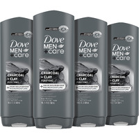 Dove Men + Care Elements Body Wash Charcoal + Clay 4 Count For Men 's Skin Care Effectively Washes Away Bacteria While Nourishing Your Skin  18 Oz