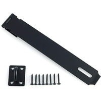 Alise Hasp Lock Door Hinge Lock Padlock Black Clasp Latch Hinges Lock For Doors 10 Inch Stainless Steel Chest Latches Ms9B-10C