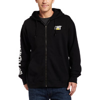 Caterpillar Men's Full Zip Hooded Sweatshirt (Regular And Big & Tall Sizes)  Black  X Large