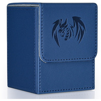 Uaono Card Deck Box For Yugioh Mtg  100+ Deck Case With 2 Dividers Fits Tcg Ccg Ptcg  Pu Leather Strong Magnet Card Storage Box Compatible With Magic Commander Trading Cards (Navy  Sky Dragon)