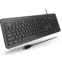 Macally Wired Keyboard | Full Size Computer Keyboard | Quiet Keyboard (Corded Plug And Play) Comfortable For All Day Typing Usb Keyboard For Pc Desktop And Laptop