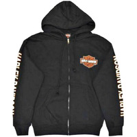 Harley-Davidson Men's Hooded Sweatshirt  Bar & Shield Zip  Black 30299142 (3Xl)