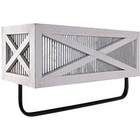 Autumn Alley Farmhouse Rustic Towel Rack Shelf Holder - Wood Towel Rack Basket Storage - Farmhouse Towel Holder For Rustic Bathroom And Farmhouse Kitchen D?Cor - Wall Mounted  Galvanized  Rustic White