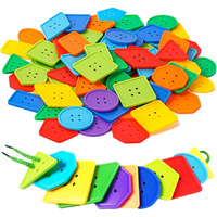 70 Pcs Montessori Lacing Threading Toy - Geometric Shaped Large Beads For Kids Crafts  Preschool Activities And Daycare Toys - Autism Learning Materials And Fine Motor Skills Toys For 3 4 5 6 Year Old