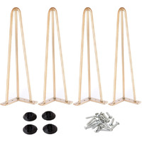 Osring 18 Inch Hairpin Table Legs With 1/2"" Dia 3-Rods  Heavy Duty Metal Hairpin Furniture Leg For Coffee Table And Patio Bench  Gold Hairpin Feet With Floor Protectors For Home Diy Project  4 Pack