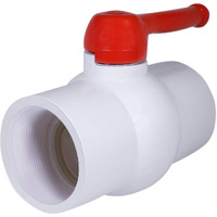 Midline Valve Pvc Ball Valve Red Handle Water Shut-Off 3 In. Fip Plastic (482U300)  White