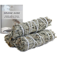 Ancientveda 4 Inch 3 Pack Blue Sage Smudge Sticks With Starter Guide For Yoga | Floral Home Sage | Big Sage Smudge Stick Bundle Sage To Get Rid Of Evil Spirits | Sage For Cleansing House Blessing