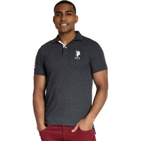 U.S. Polo Assn. Men's Slim Fit Solid Pique Shirt  Heather Dark Gray  Large