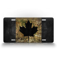 Signsandtagsonline Canada Flag Camo License Plate Maple Leaf Black & Camo Canadian Auto Tag