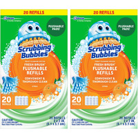 Scrubbing Bubbles Flushable Toilet Wand Refills  Fresh Brush Toilet Cleaner Refill Pads  Cleans Limescale & Fights Odors  Citrus Scent  20 Count  Pack Of 2
