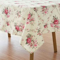 Vintage Floral Rectangle Tablecloth Shabby Chic Flower Table Cloth Spring Table Cover Waterproof For Dinner Kitchen Picnic  Pink  60X84 Inches