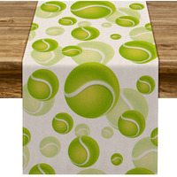 Pudodo Tennis Ball Table Runner Sport Baby Shower Tablecloth Tennis Themed Birthday Party Kitchen Dining Room Home Decoration (13"" X 72"")
