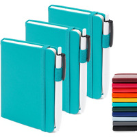 Feela 3 Pack Pocket Notebook Journals With 3 Black Pens  A6 Mini Cute Small Journal Notebook Bulk Hardcover College Ruled Notepad With Pen Holder For Office School Supplies  3.5 X 5.5   Emerald