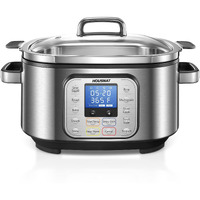 Slow Cooker  Housnat 10 In 1 Programmable Cooker  6Qt Stainless Steel  Rice Cooker  Yogurt Maker  Delay Start  Steaming Rack And Glass Lid  Adjustable Temp&Time For Slow Cook With Digital Timer