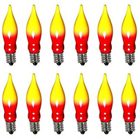 Doratale 12 Pack Christmas Flame Tip Lights Bulb  Red Yellow Flame Shaped Bulb For Candle Lamps  Outdoor C18 String Light  C7/E12 Candelabra Base Flame Light Bulbs  7 Watt  120 Volt- Red/Yellow