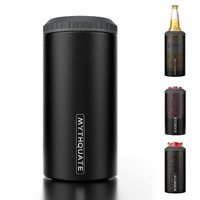 3 In 1 Slim Can Cooler For 12 Oz Skinny Can  Regular Can & Beer Bottle - Keep Cold For 6 Hours - Double Walled Insulated Stainless Steel Vacuum Beverage Can Insulator (Matte Black)