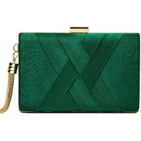 Cariedo Women's Evening Clutch Bag Stain Fabric Bridal Green Dinner Purse For Women Formal Wedding Prom And Party(Green)