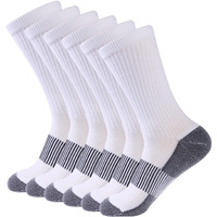 Footplus Winter Hiking Camping Socks  Unisex Crew Copper Infused Hiking Camping Socks  Thick Cushioned Golf Basketball Mountain Climbing Curling Sleidge Sport Socks  6 Pairs Black  Medium