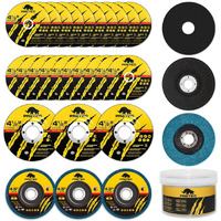 Pretec 26 Packs Angle Grinder Cutting Flap Grinding Disc Wheel 4 1/2In Inches - 20 Packs 4.5""X1/4""X7/8"" Cut Off Wheels 3 Packs 4.5""X7/8"" 60 Grit Flap Discs  3 Packs 4.5""X1/25""X7/8"" Grinding Wheels