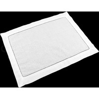 Cleverdelights White Linen Hemstitched Placemats - 6 Pack - 14"" X 20"" - 100% Linen
