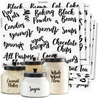 Talented Kitchen 135 Pantry Labels For Food Containers  Clear Preprinted Pantry Labels For Organizing Storage Canisters & Jars  Black Cursive Numbers Stickers (Water Resistant)