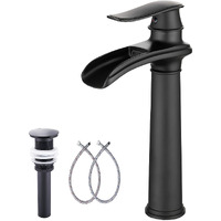 Black Bathroom Faucet Ggstudy Single Handle One Hole Farmhouse Waterfall Bathroom Vessel Sink Faucet Matte Black Matching With Pop Up Drain