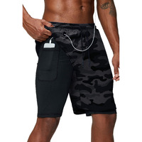 Pinkbomb Men's 2 In 1 Running Shorts Gym Workout Quick Dry Mens Shorts With Phone Pocket (Grey Camo  Xx-Large