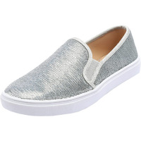 Feversole Women's Fashion Sparkle Sequin Embellished Sneaker Party Holiday Casual Shoes Silver Sequin Size 9.5 M Us