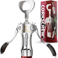 Premium Wine Opener  Wing Corkscrew - Made W/Heavy Duty Stainless Steel Screw & Zinc Alloy Body - Perfect Corkscrew To Open Wine & Beer Bottles - Great Bootle Opener For Bartenders  Restaurants & Home