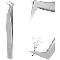 Emeda Eyelash Extension Tweezers For Volume Lashes Professional Precision Stainless Steel Vetus 6A-Sa Mega Curved Tips Flat Tweezer Tools For Individual Eye Lash Extensions Fan Supplies