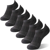 Footplus Winter Copper Jogging Socks Men Women Low Cut Copper No Odor Running Walking Marathon Arch Support Athletic Gym Yoga Cushioned Sole Travel Socks  6 Pairs Dark Grey  Medium