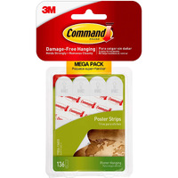 Command Poster Strips  Damage Free Hanging Poster Hangers  No Tools Wall Hanging Strips For Posters  136 White Command Adhesive Strips